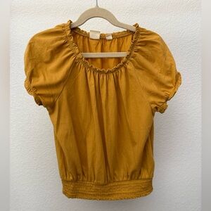 GAP Kids Yellow Puff Sleeve Ruched Blouse, Size L